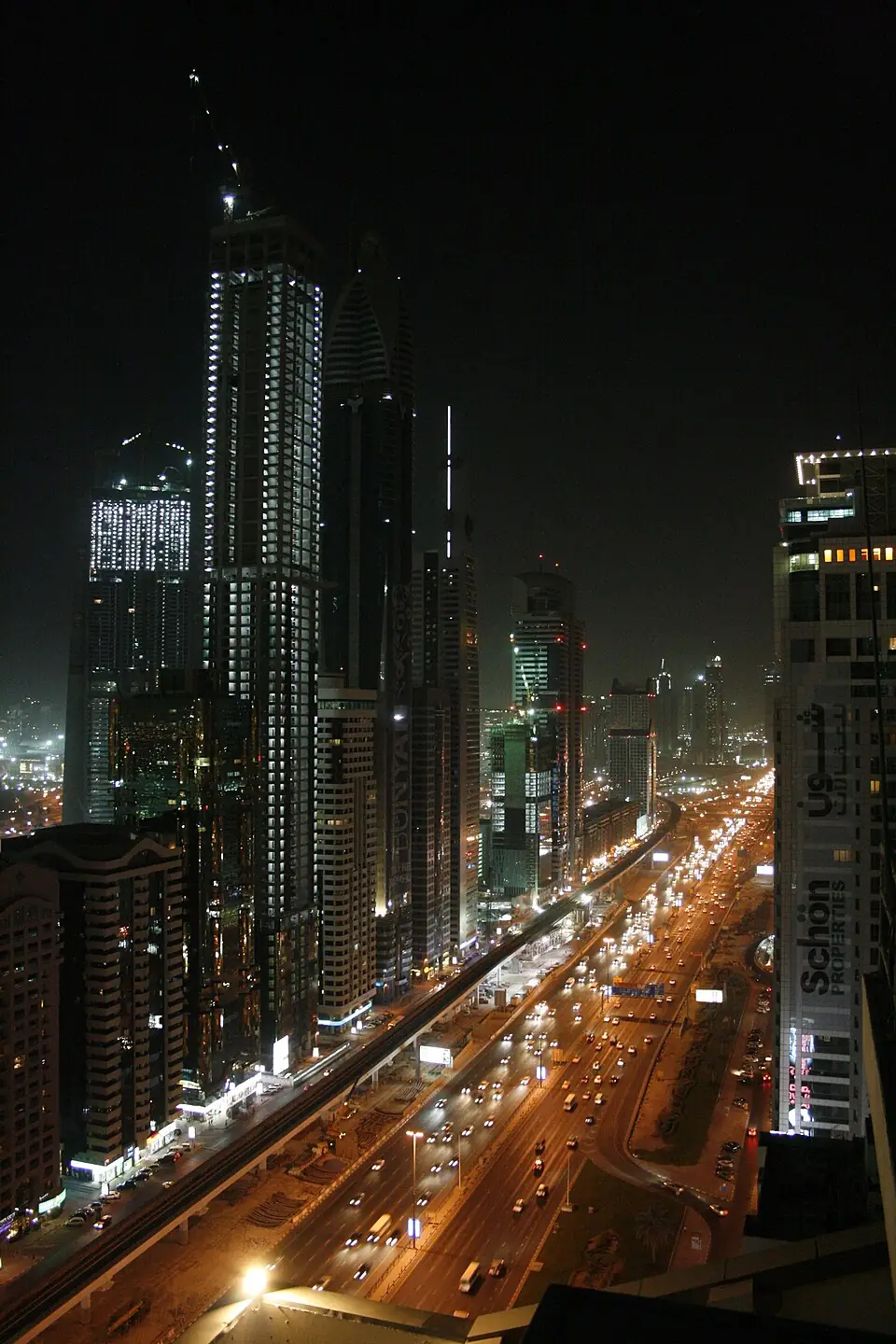 Sheikh Zayed Road at night, Dubai