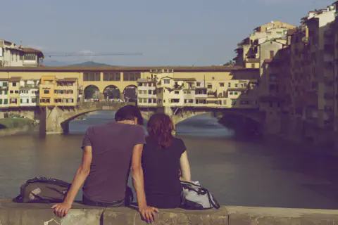 Couple on bridge overlook